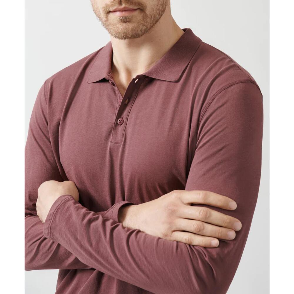 ATM Anthony Thomas Melillo Mens Long Sleeve Polo Sz Small Red Cotton Jersey NWT - Picture 6 of 6